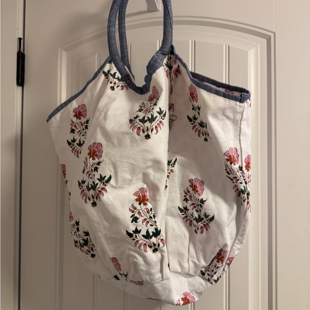 Roller Rabbit White and Pink Floral Tote Bag